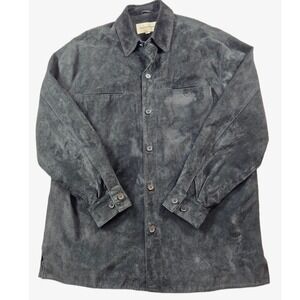 Pronto Uomo Suede Shirt Jacket Mens XL Black‎ Leather Button Shacket Western Y2K